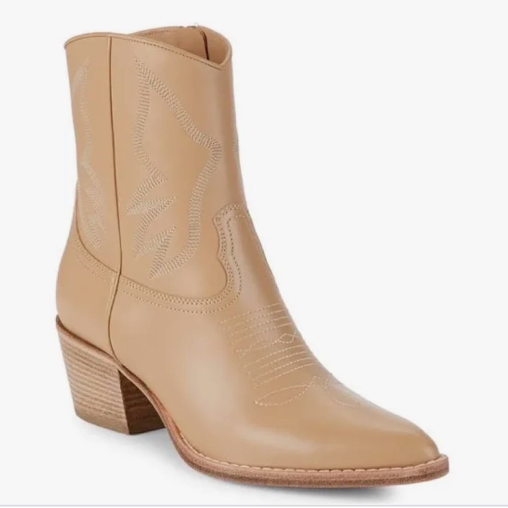 Valentino Shoes | Valentino Nude Western Ankle Boots | Color: Tan